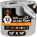 Heavy Duty Silver Poly Tarp 10ft x 10ft - Weatherproof Protective
