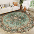 Round Rug 9ft Green Circle Area Rug - Washable, Non-Slip