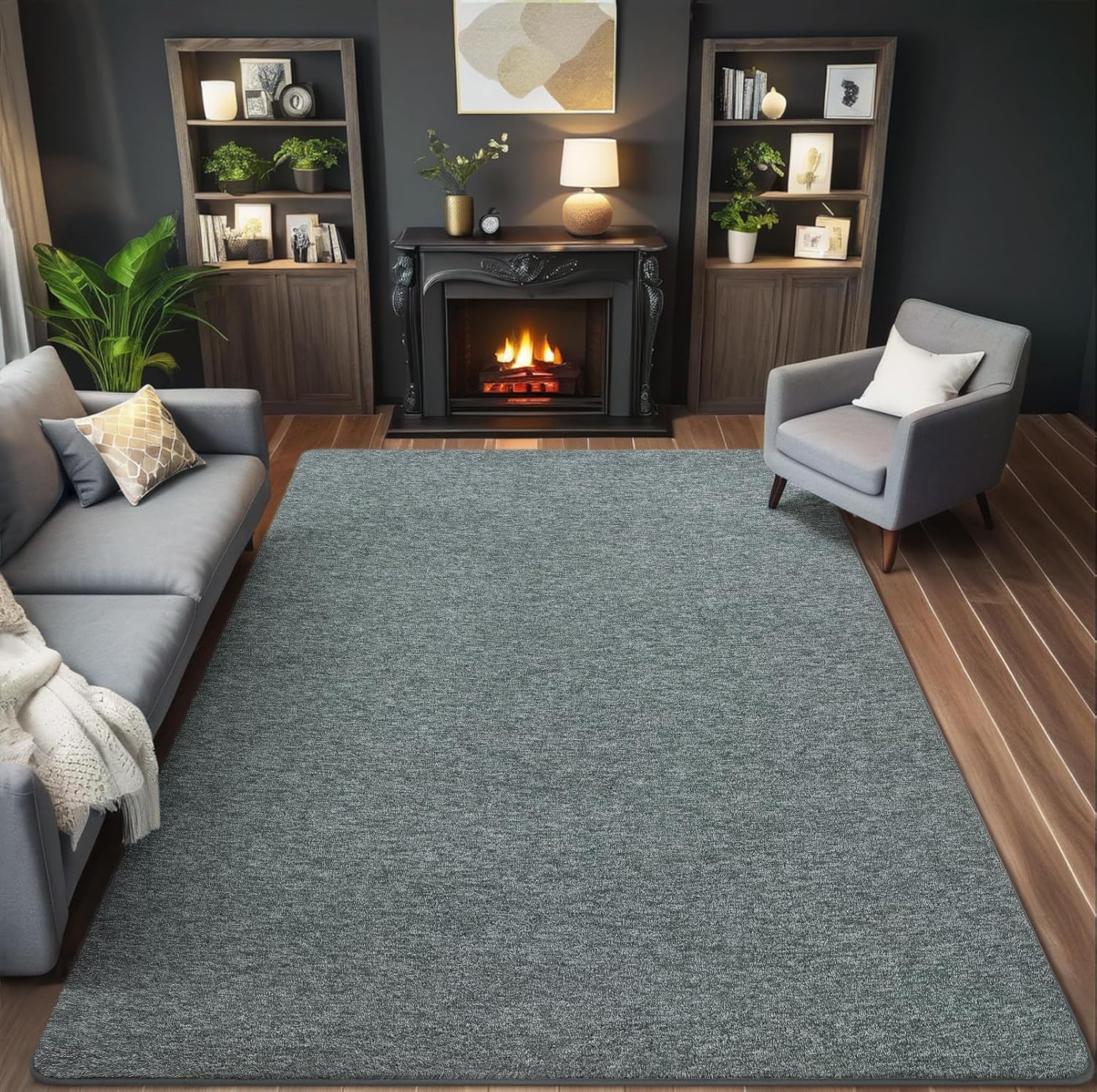 Modern 5x7 Washable Living Room Rug with Soft Memory Foam