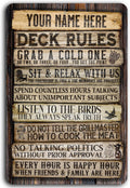 Personalized Deck Rules Sign Aluminum 16 x 24 - Rustic Outdoor Decor