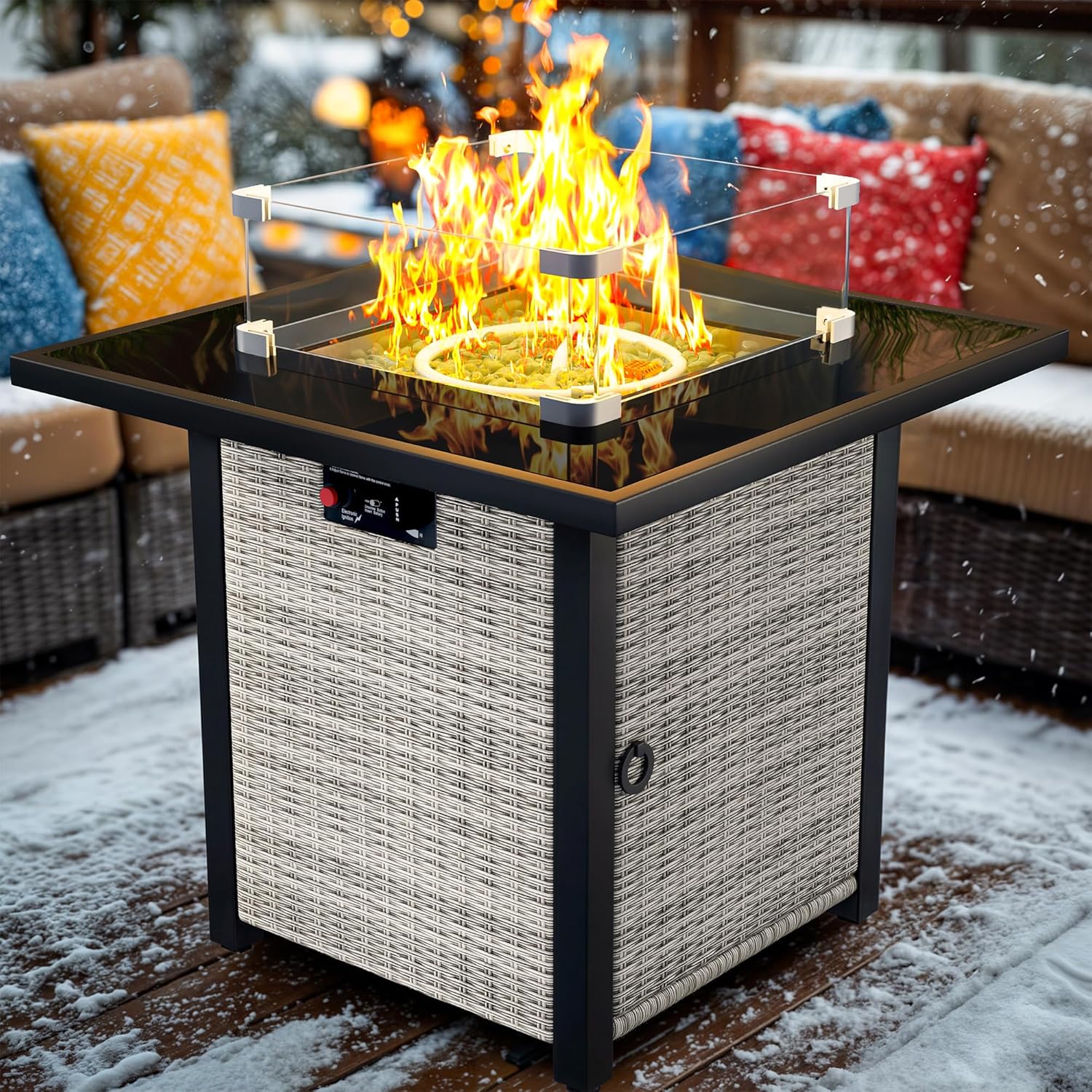 Hynorra 28in Rattan Square Outdoor Fire Pit Table Review