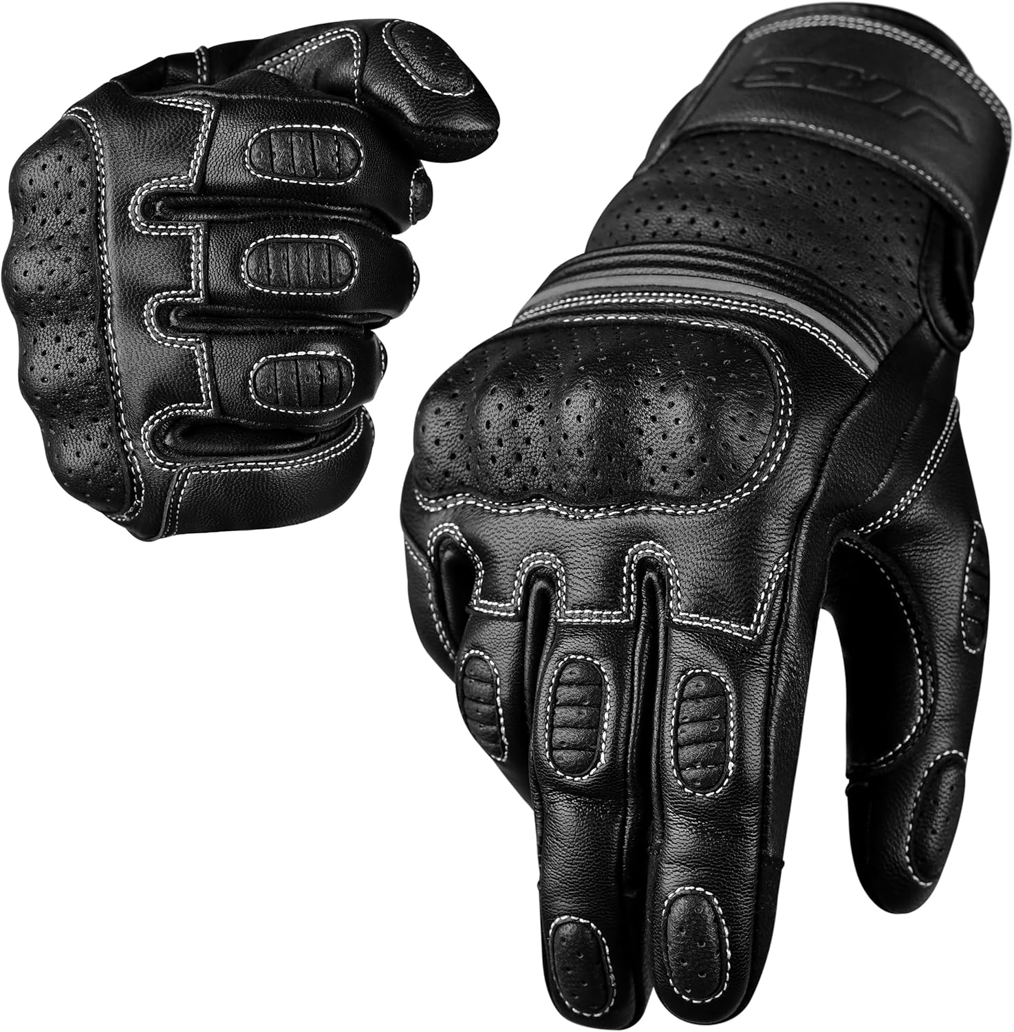 Premium Leather Motorcycle Gloves with Knuckle Protection