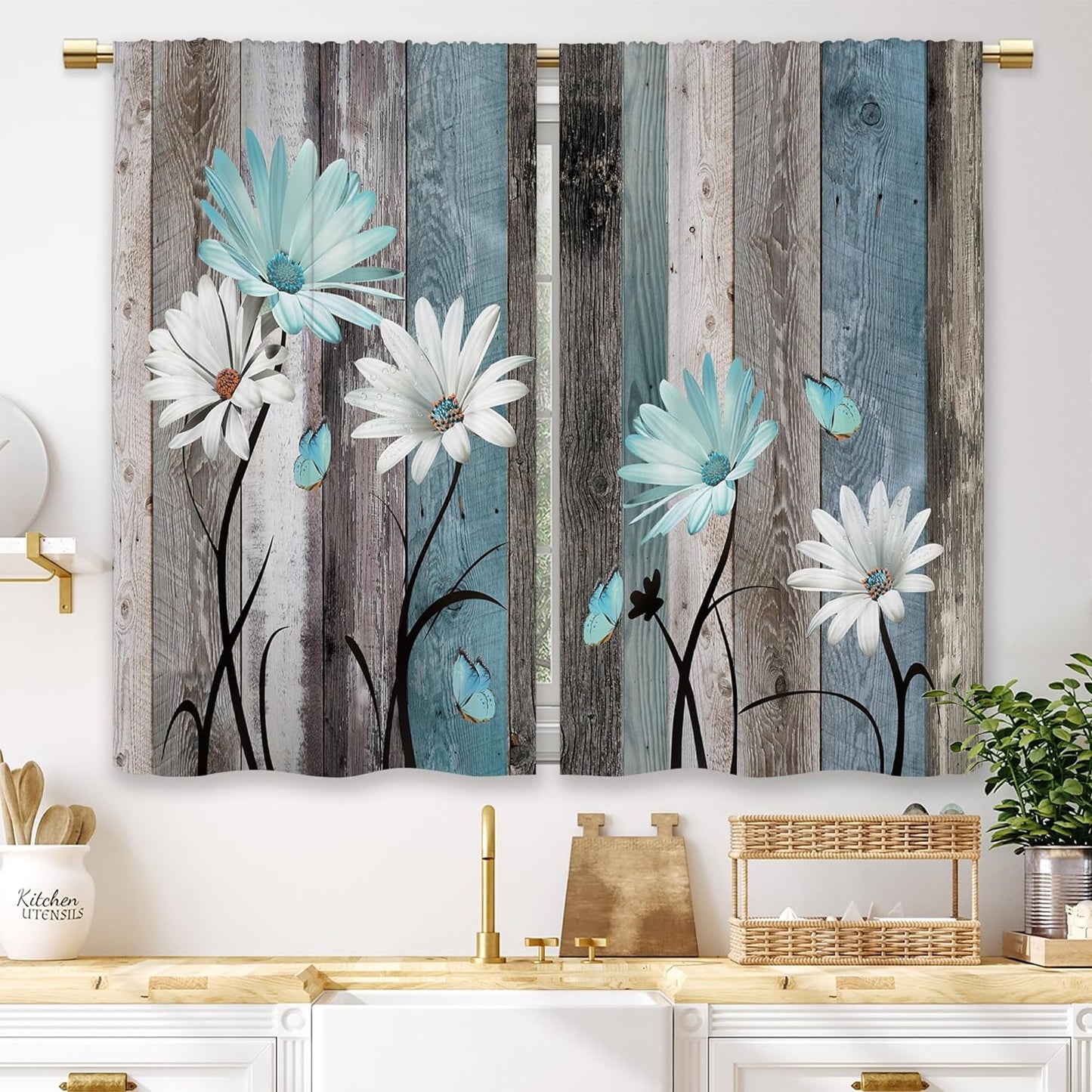 Rustic Floral Kitchen Curtains - Farmhouse Charm!
