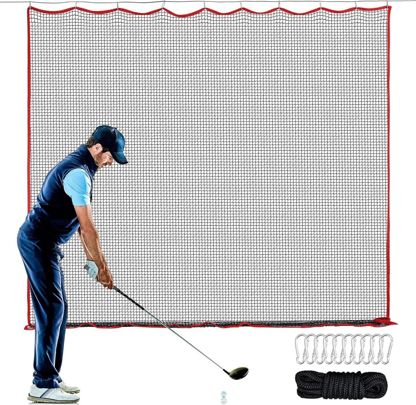 FRANKTECH 10x10 Ft Golf Practice Net - Heavy Duty Driving Barrier