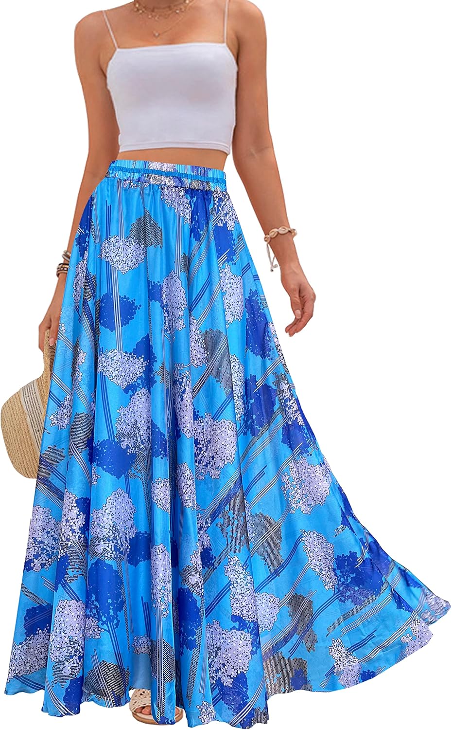 Afibi Women Full Length Chiffon Maxi Skirt for Beach Wear