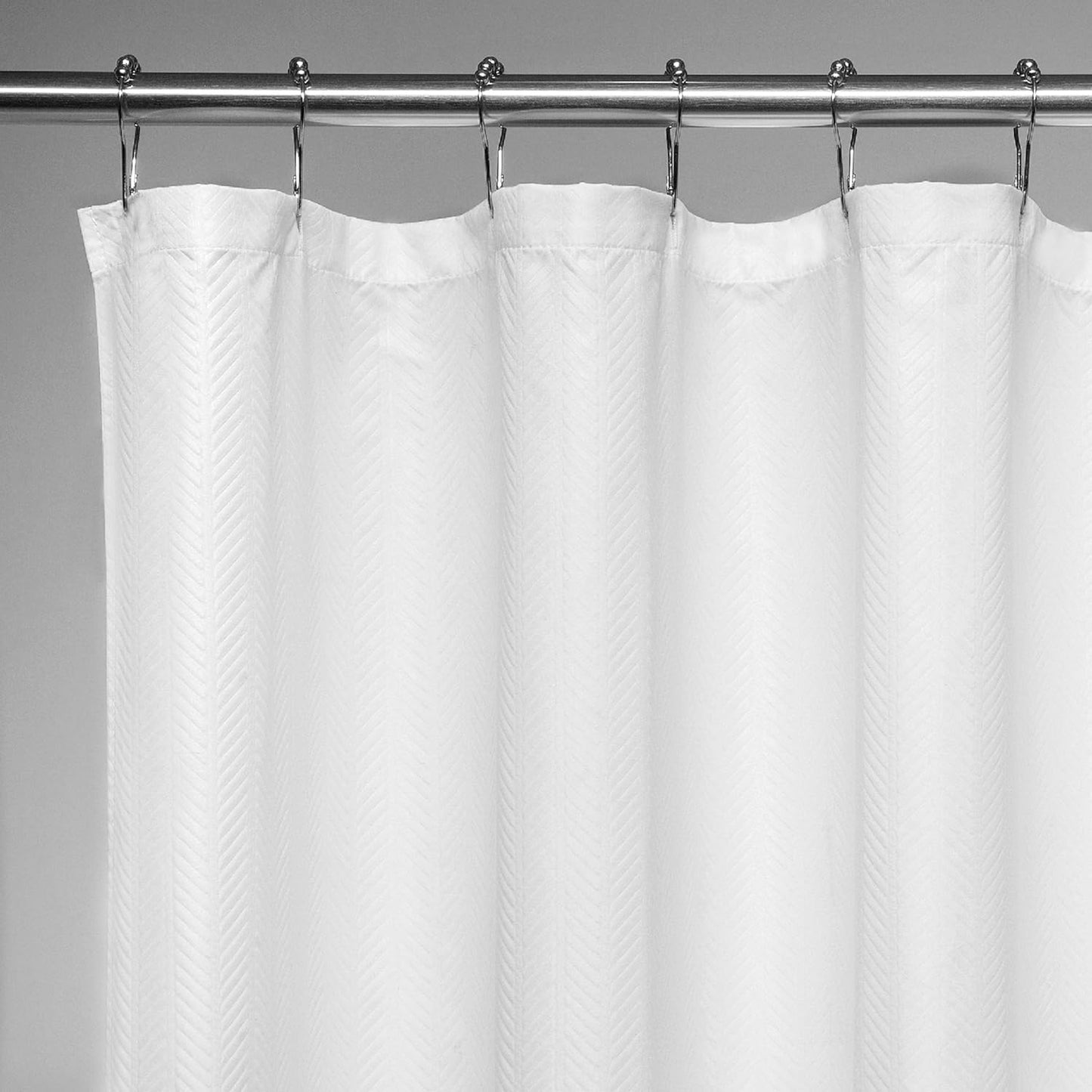 BINO White Herringbone Fabric Shower Curtain - 70 x 72