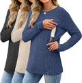 Women's Nursing Long Sleeve Tops 3-Pack - Hidden Zipper Comfort