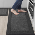 Charcoal Kitchen Rugs Set of 2 20in x 32in + 20in x 48in - Absorbent