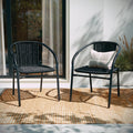 EMMA + OLIVER Set of 2 Modern Rattan Indoor/Outdoor Stack Chairs