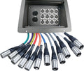 Pro Audio Stage Recessed Floor Box with 110v Electric and 12 XLR