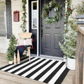 KOZYFLY Black and White Striped Area Rug for Any Space