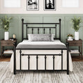 Twin Size Metal Platform Bed Frame with Victorian Headboard - Sturdy
