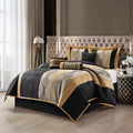 Grand Avenue Elegant Black and Gold Comforter Set - Striped 7-Piece