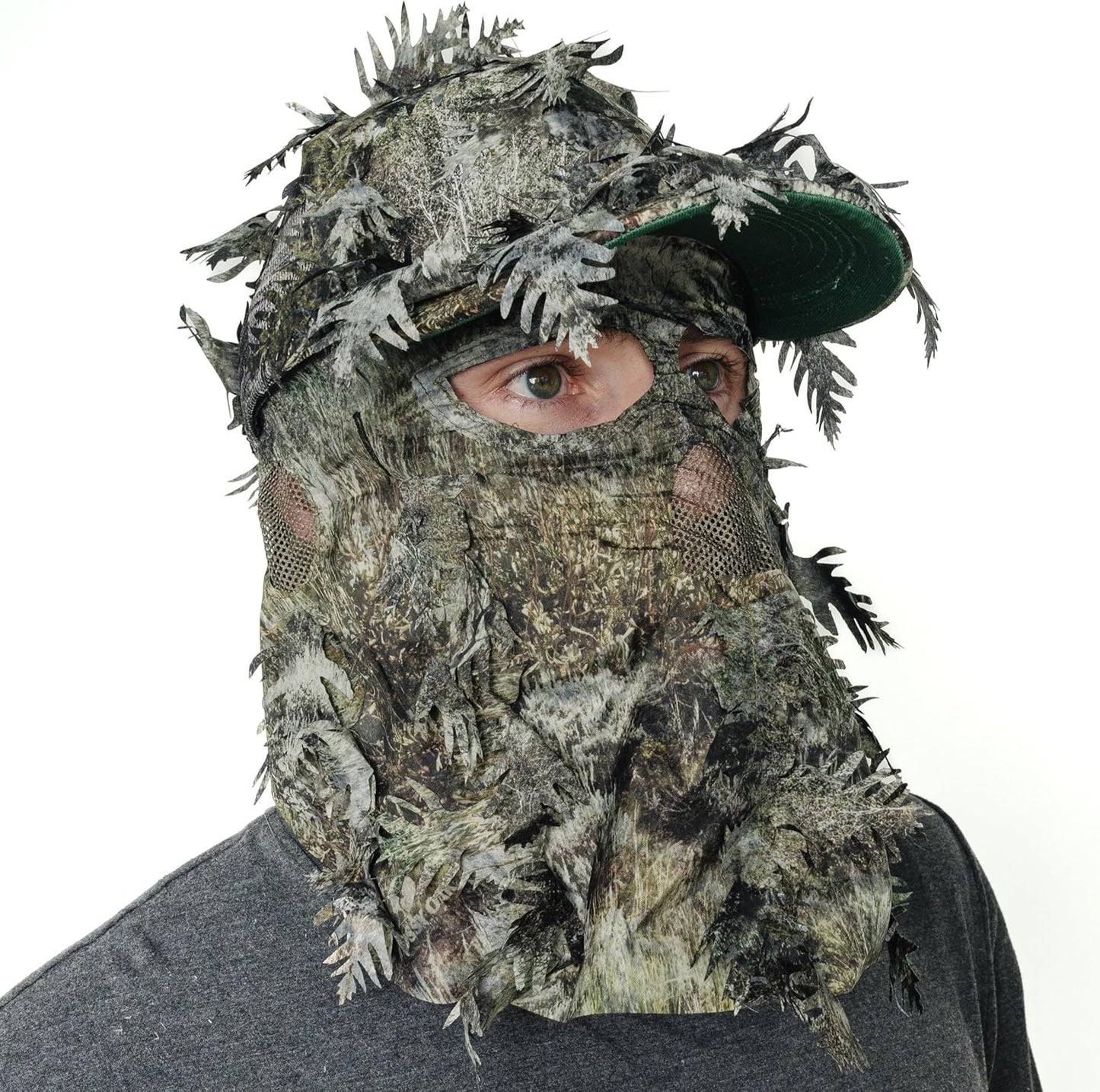 QuikCamo Lightweight 3D Leafy Camo Face Mask & Hat for Hunting