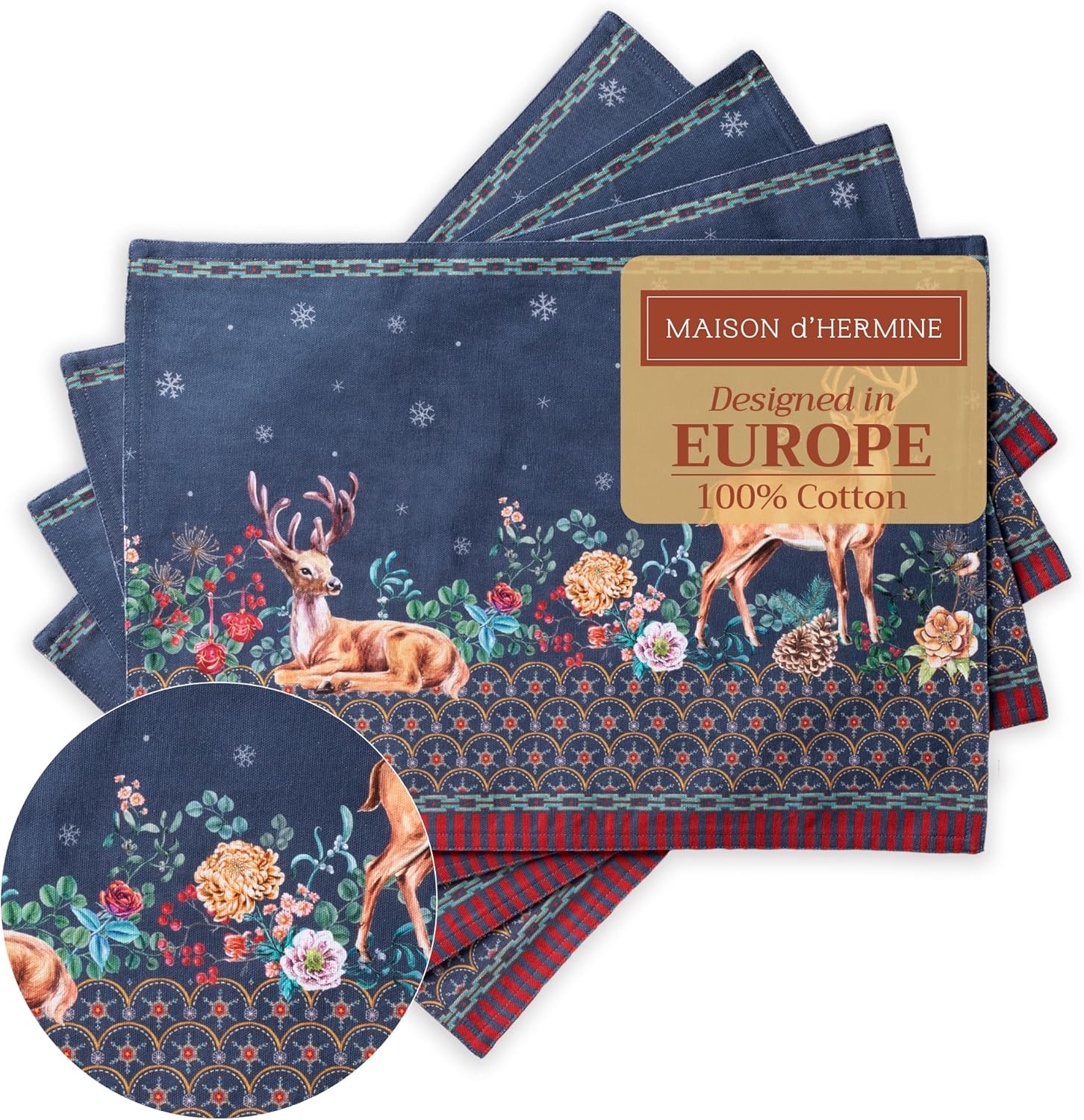 Maison d' Hermine Placemats Set of 4 for Elegant Dining Decor