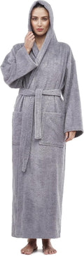 Arus Women's Hooded Classic Bathrobe Turkish Cotton - Full Length