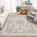 Washable 5x7 Living Room Rug Cream/Beige - Machine Washable Soft Low