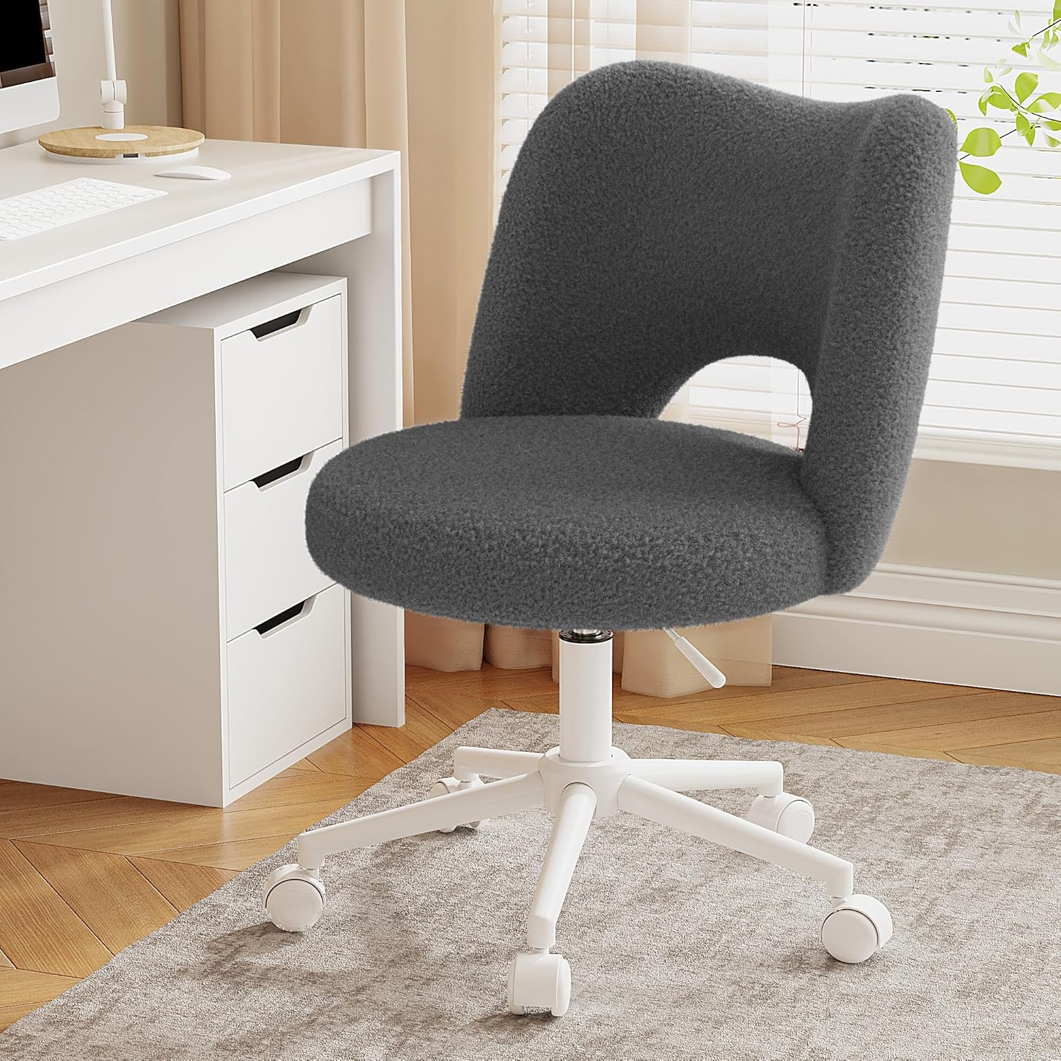 Cute Vanity Chair with Wheels for Makeup Room and Bedroom