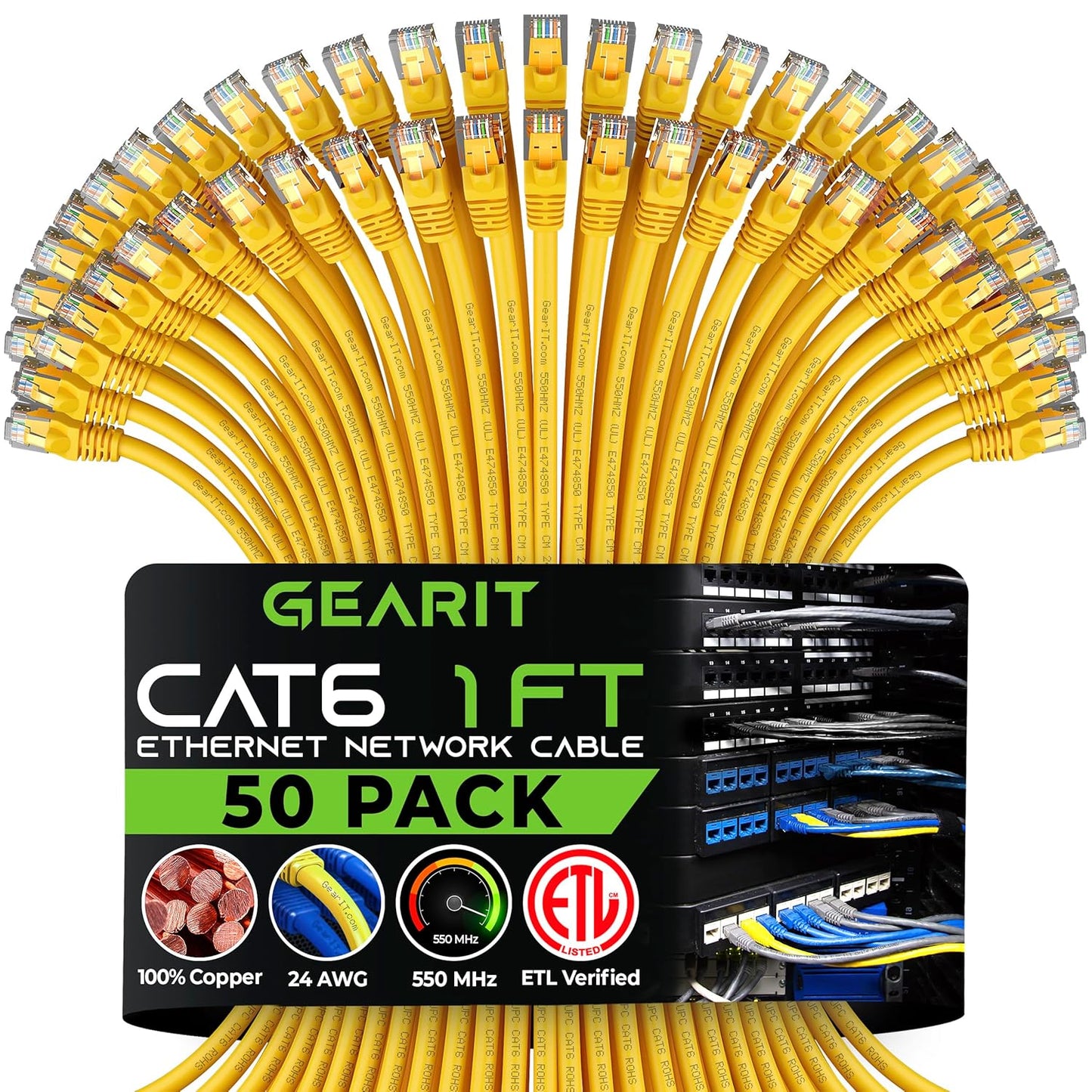 GEARit Cat 6 Ethernet Cable Pack for High-Speed Networking