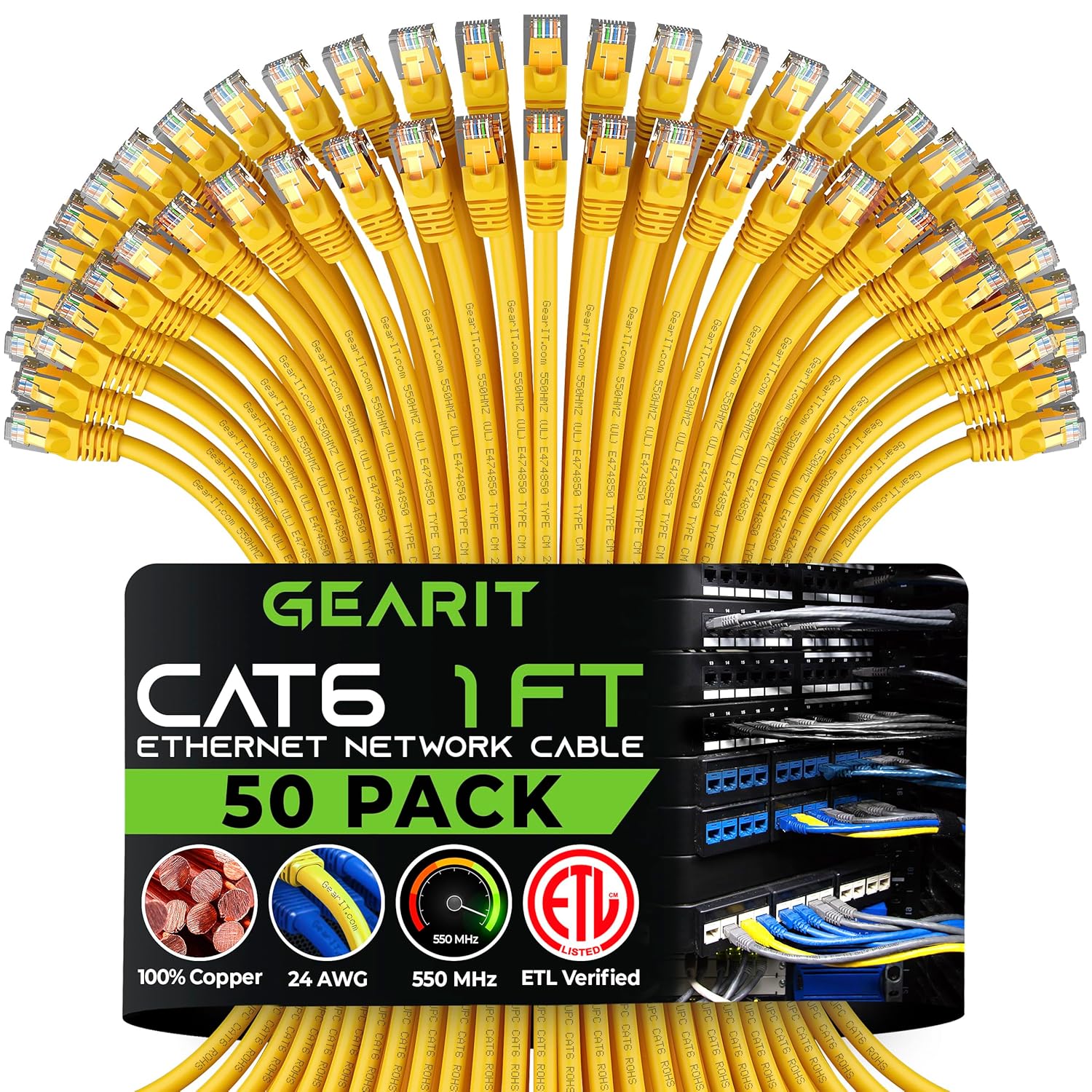 GEARit Cat 6 Ethernet Cable Pack for High-Speed Networking