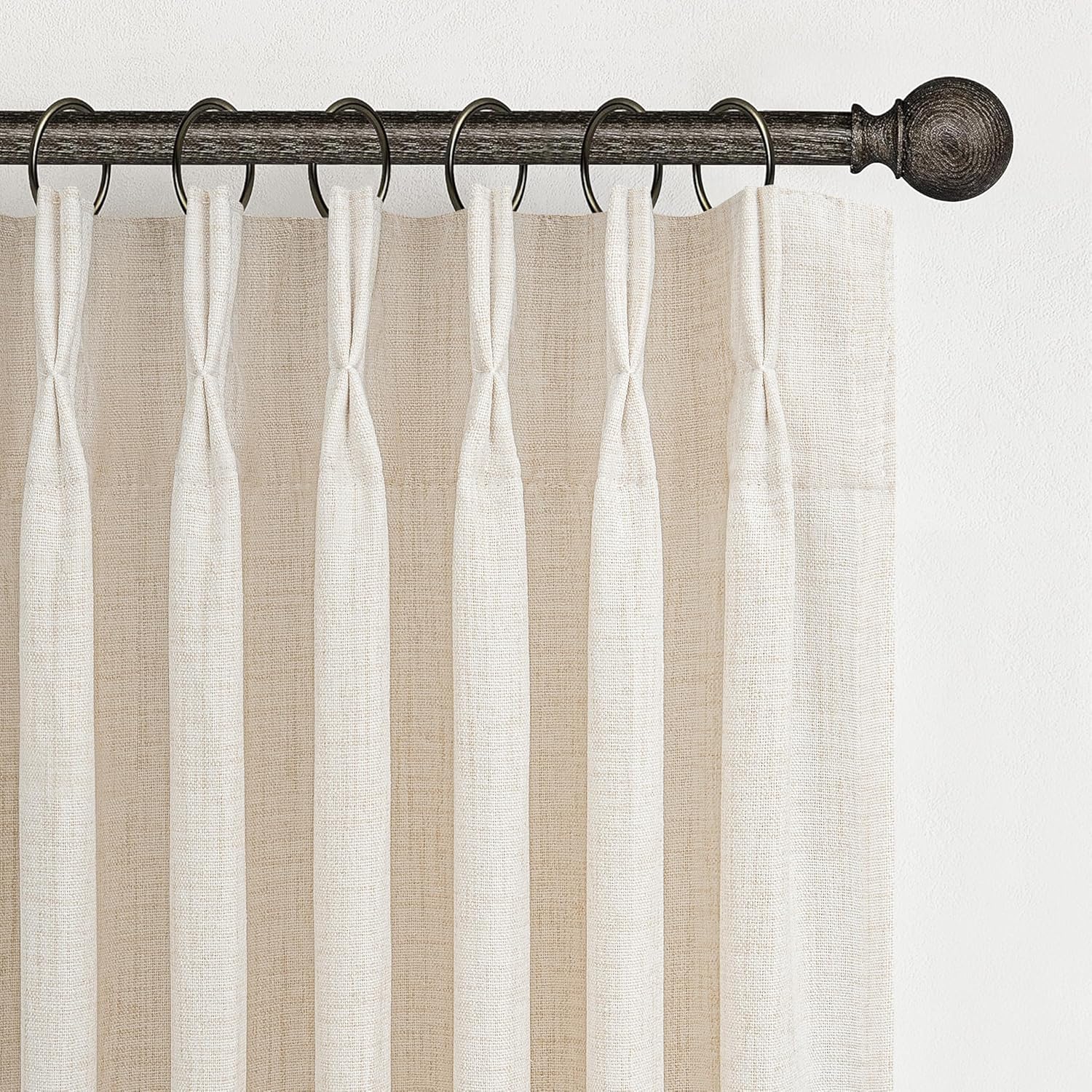 Small Linen Blend Ivory Birch Curtains for Rustic Boho Decor