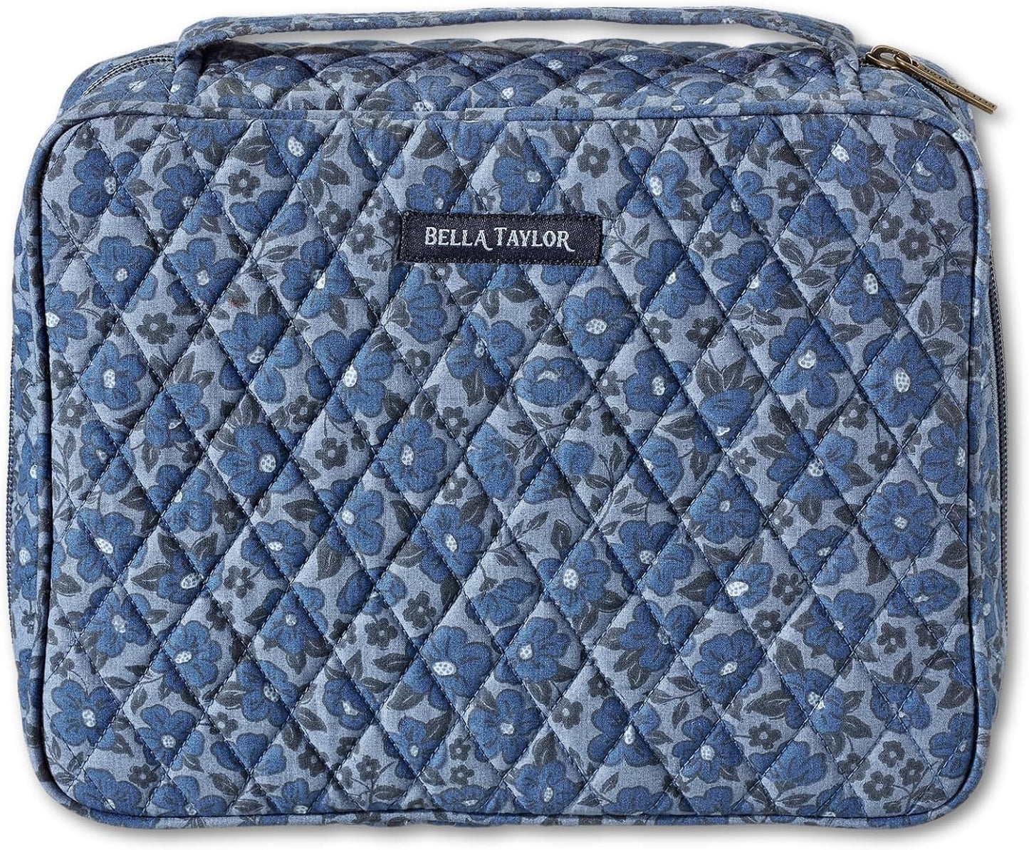 Quilted Bible Cover for Women - Large Study Bible Case Navy Floral