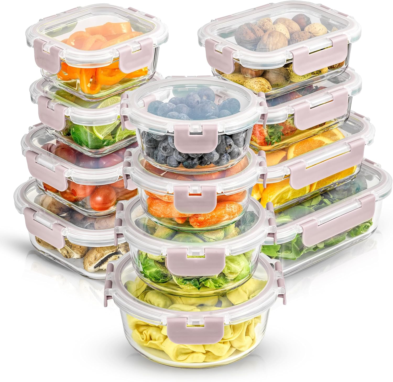 JoyJolt 24pc Borosilicate Glass Storage Containers with Lids