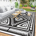 Outdoor Rug for Patio 9 ft x 18 ft Black & Gray - Reversible