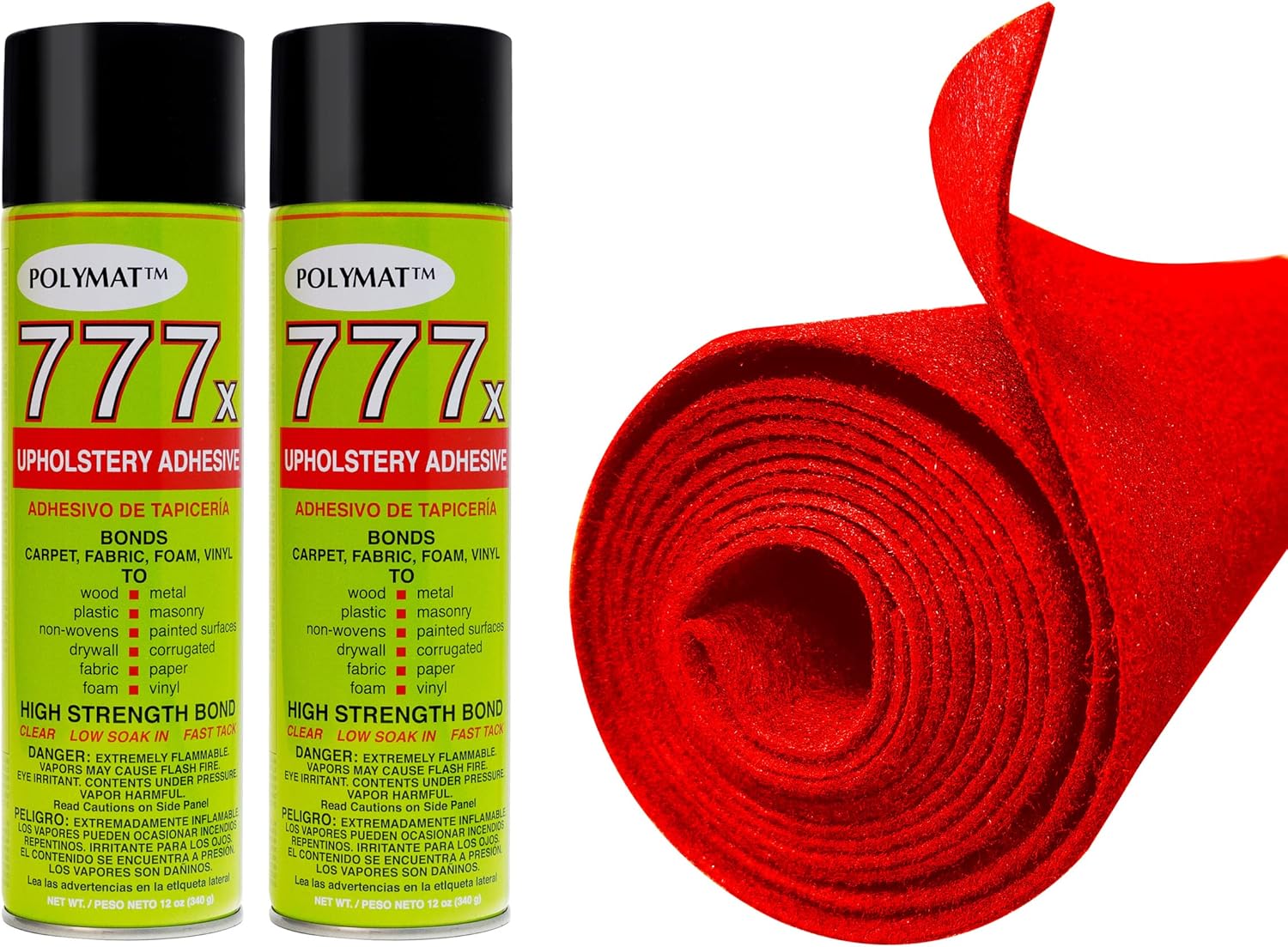 12FT x 3.75FT Red Carpet Roll with 777 Glue for Easy Setup
