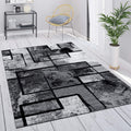 Paco Home Area Rug Modern Abstract Paint Effect Black Grey - Low Pile