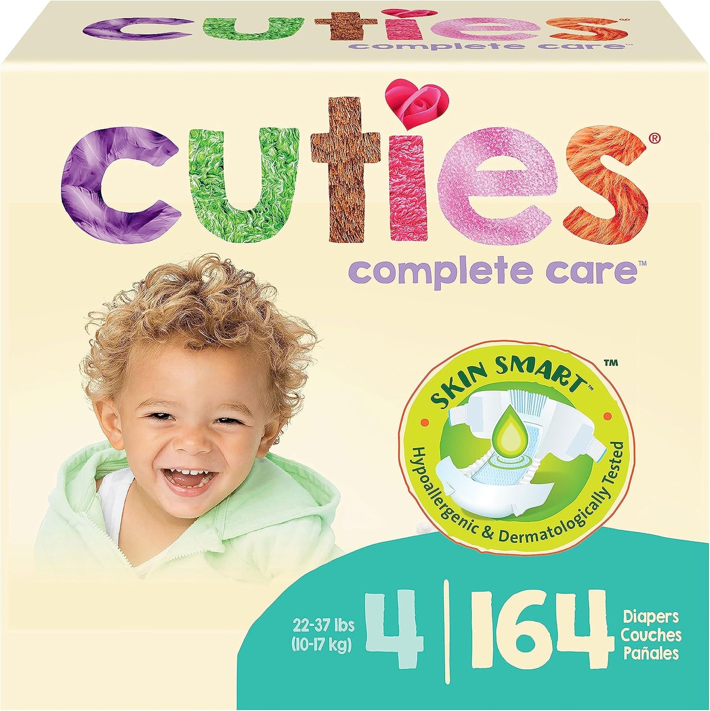 Cuties Hypoallergenic Diapers Size 4 with Flexible Tabs 164 Count