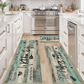 Tritard 3 Piece Non Slip Kitchen Rugs Set with Runner - Farmhouse Teal