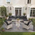 11-Piece Outdoor Patio Furniture Set with Rocking Swivel Chair - Dark