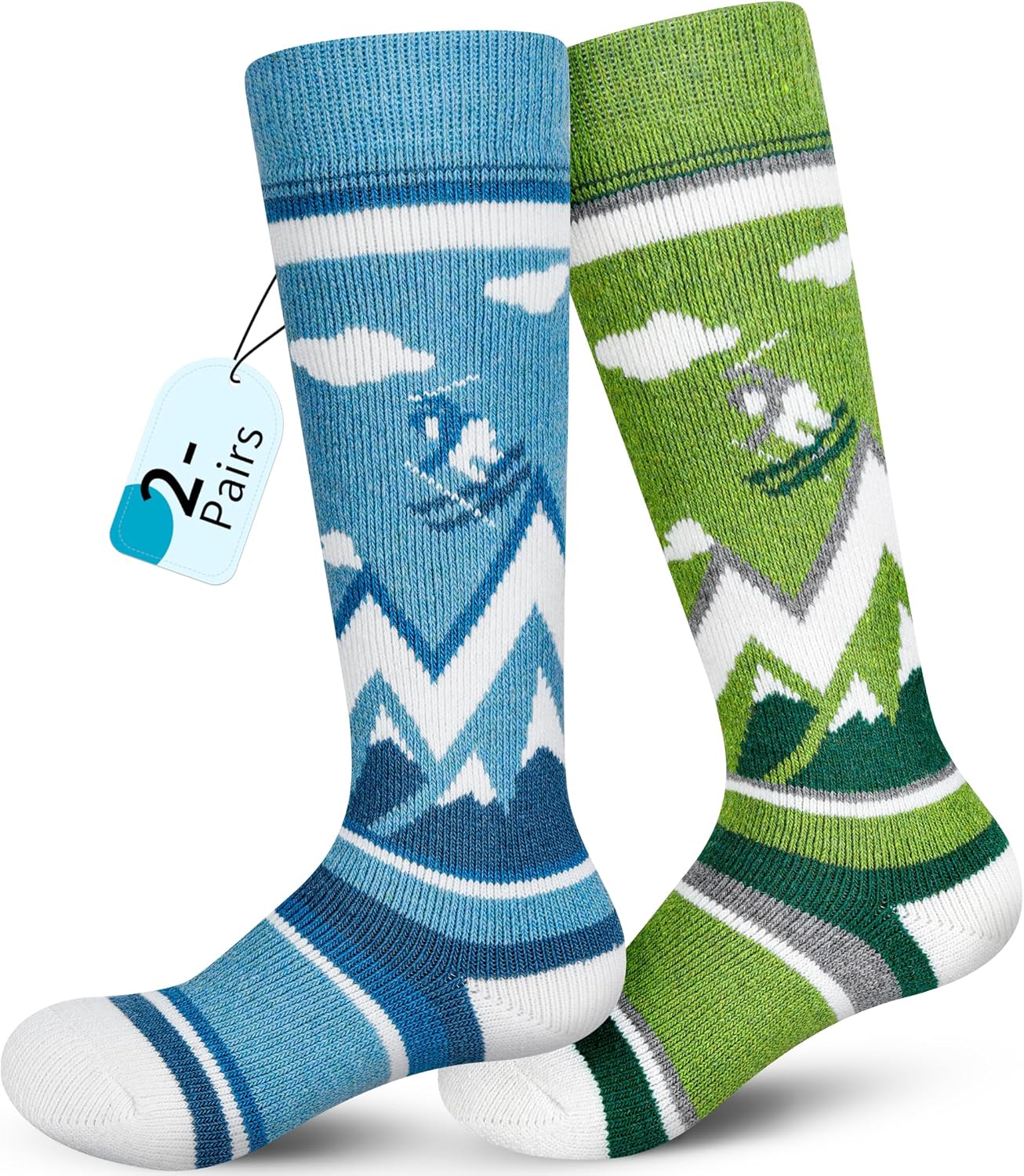 Kids Merino Wool Ski Socks 2 Pairs - Warm Winter Essential!