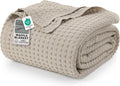 Utopia Bedding Khaki 100% Cotton Waffle Blanket King - Soft All-Season