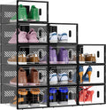 Stackable Shoe Storage Boxes 12 Pack X-Large - Clear Foldable