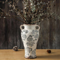 Enra Vintage Vase with Handle 12.6 in Blue and White - Timeless