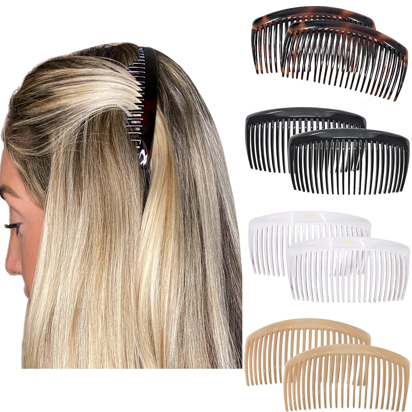 Camila Paris Large Curved French Twist Hair Combs for Women