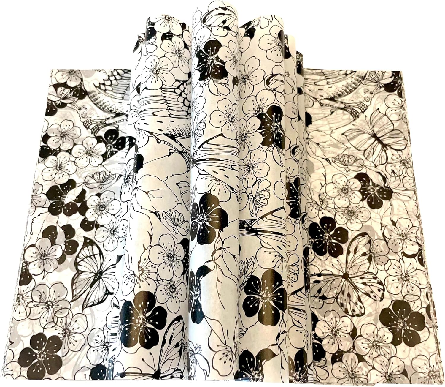 Black/White Floral Wax Paper Sheets - Greaseproof, Disposable Liners by Suiwen