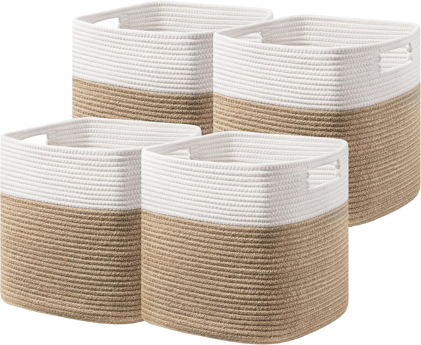 UBBCARE Set of 4 Cotton Rope Storage Baskets for Organizing