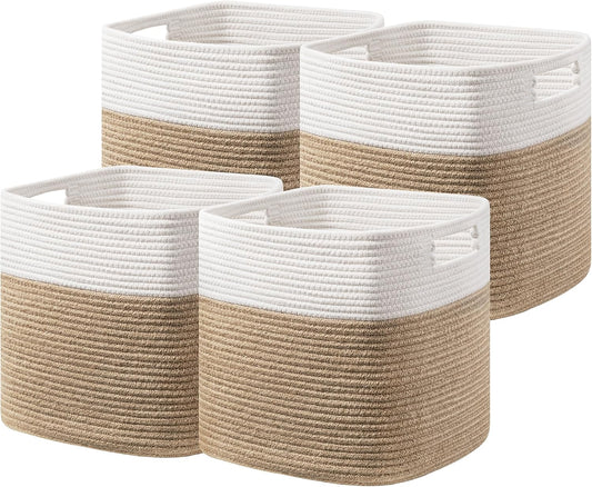 UBBCARE Set of 4 Cotton Rope Storage Baskets for Organizing