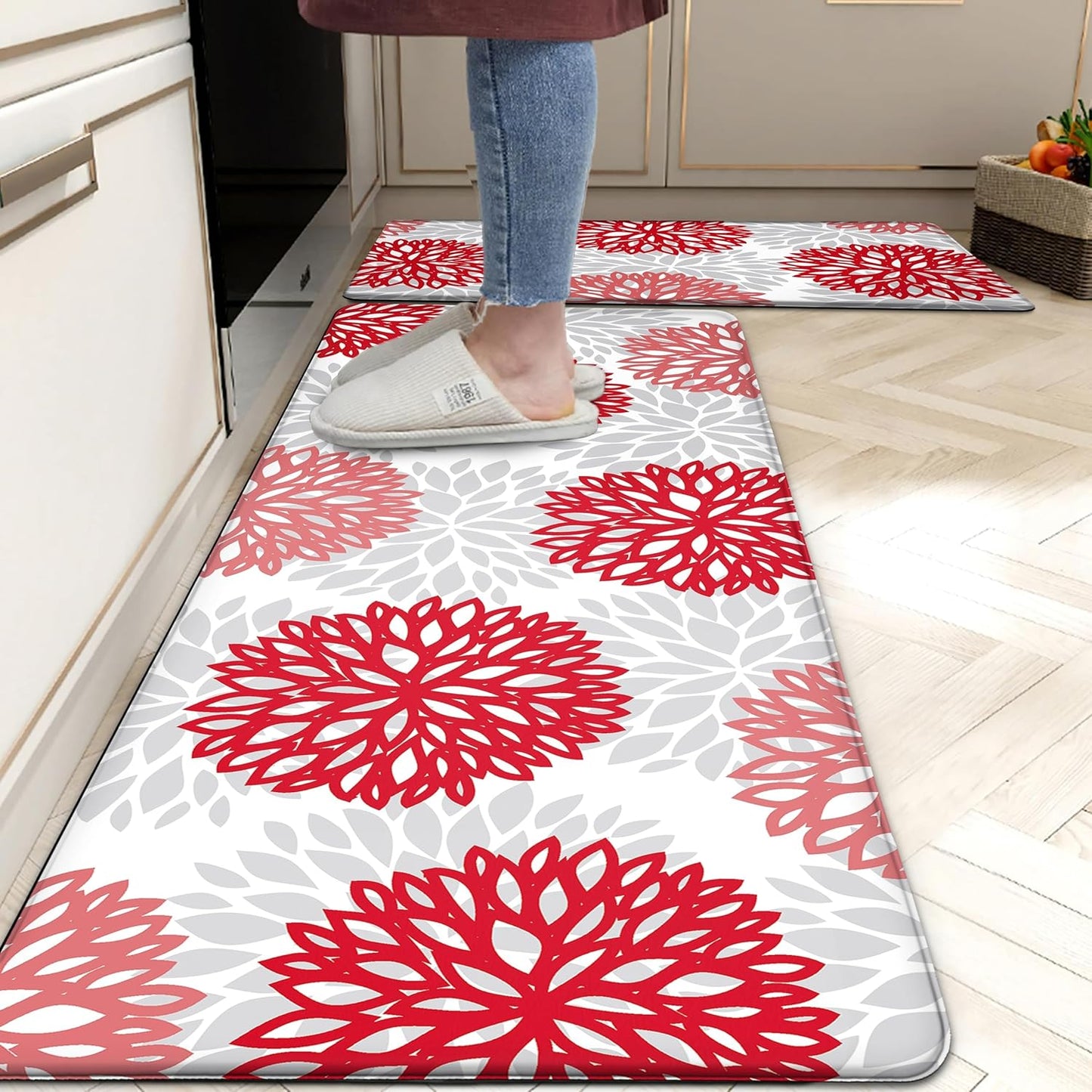 Cushioned Anti Fatigue Kitchen Mats Set of 2 for Comfort