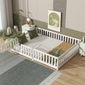 Queen Size Floor Bed with Fence and Door - Low Platform Safety Bed