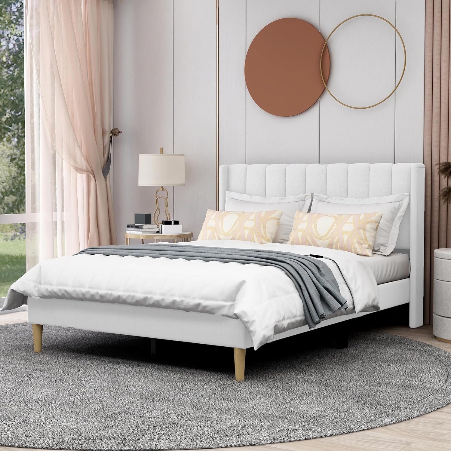 AGARTT Upholstered Platform Bed Frame Full Size with Headboard