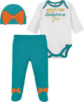 NFL Baby Girls Footed Pant and Bodysuit Gift Set - Dolphins Glitter