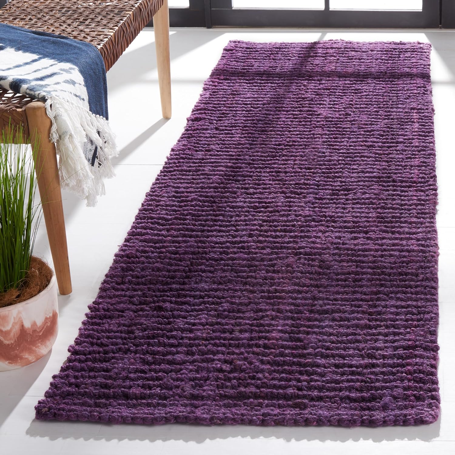 Handmade Jute Runner Rug - 2ft 6in x 8ft for Farmhouse Style