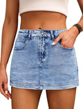 BISUAL Denim Skort for Women High Waist Mini Denim Skirt - Versatile