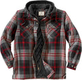 Plaid Flannel Shirt Jacket Quilted with Hood - Warm Insulated