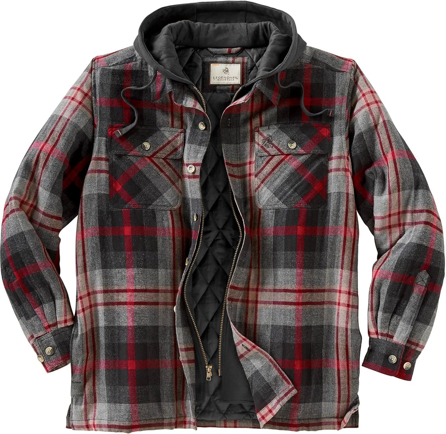 Legendary Whitetails Men's Plaid Flannel Shirt Jacket with Hood
