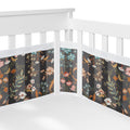 Breathable Mesh Crib Liner Set Black Boho Wildflower - Safe & Stylish